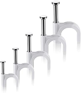 Round Cable Clips, 100Pcs 6MM Electrical Cable Wall Clip - Nail Clips Cable Management, Steel Nails Tacks Holder for Organizing Electric Wires Cables Line TV (Black)