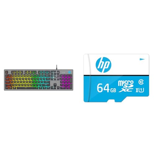 Image of HP K500F Backlit Membrane Wired Gaming Keyboard with Mixed Color Lighting, Metal Panel with Logo Lig