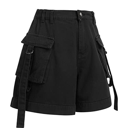 Damen Sommer Cargo Shorts Kurze Hosen Militär Casual Elastische Taille Freizeithose mit Taschen Baumwolle Outdoorhose S-2XL – Bild 3