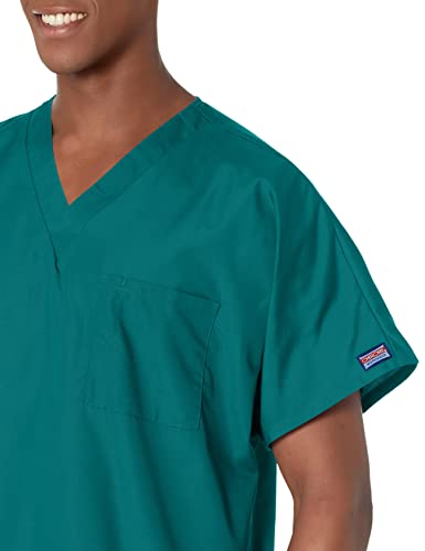 Image of Cherokee Scrubs for Women and Men Unisex V-Neck Tunic Nursing Scrub Top with Chest Pocket, Tuckable Durable Fabric - 4777 | 1 Chest Pocket For Essentials, Traditional Fit, Durable Construction, Comfortable Knit Details, Easy Care, Tuckable Style
