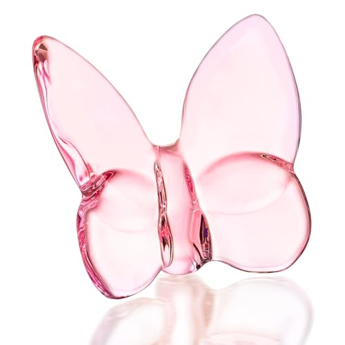 kanpura Pink Crystal Butterfly Figurine Glass Flying Butterfly Figurine