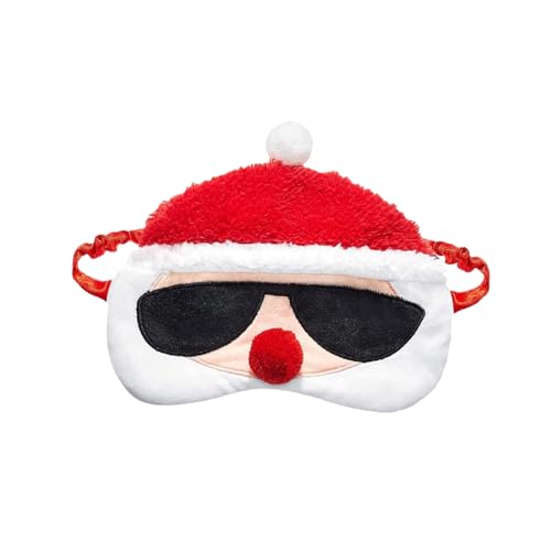 BORFUE Máscara de olhos de Pai Natal, máscara de dormir de pelúcia de desenhos animados para adultos e crianças