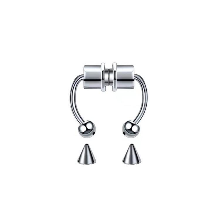 Elegant Silver Barbell and Cone Nose Ring-image-12