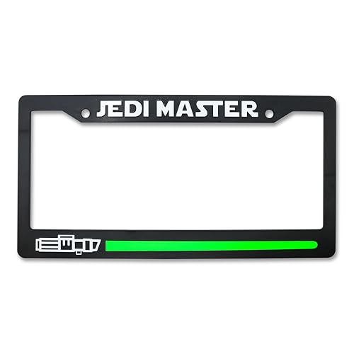 LP Frameworks Jedi Master 3D Raised License Plate Frame | 1 Pack Car License Plate Cover | Universal US Black License Plate Holder | Auto Accessories (Car Truck and SUV)
