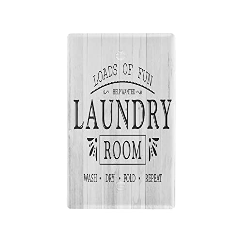 Laundry Loads Of Fun Vintage Blank Device Wall Plate White Wood Texture Switch Plates Electrical Outlet Covers Receptacle Plug Cover Home Decor H4.53 xL2.76 inch