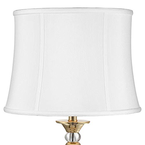 Imperial Collection White Medium Drum Lamp Shade 14" Top x 16" Bottom x 12" Slant (Spider) Replacement with Harp and Finial - Imperial Shade