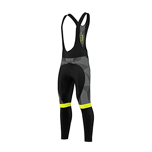 FDX Mallas de ciclismo clásicas para hombre, de gel térmico, acolchadas, para ciclismo, color negro, gris y amarillo, talla grande