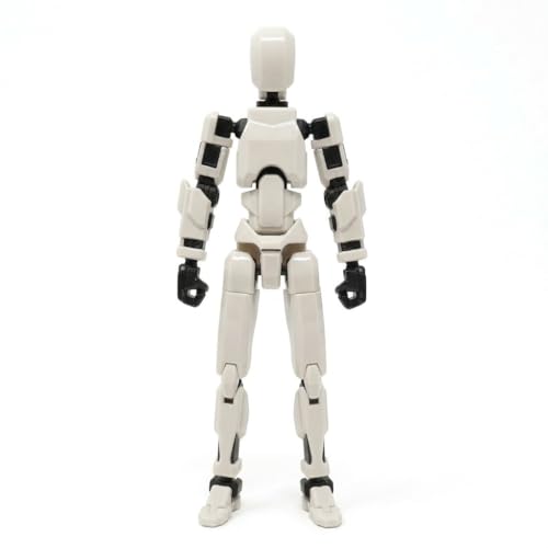 Image of VAALI Dummy 13 Action Figure Fully Assembled T13 Articulated Robot Toy with 12 Accessories (Swords Guns Extra Hands) 3D Printed Poseable Desktop Figure for Stop Motion Artists Gamers 5.4 inch (White)