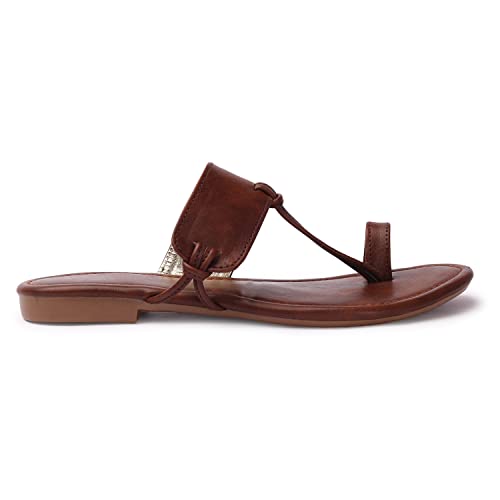 Karan Footwear Kolhapuri Slippers for Women Stylish | Slip-Ons Flat Heel Fashion Sandals & Ethnic Chappal for Girls | 3 to 8 Sizes