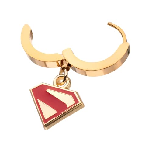 Superman Logo Shield Huggie Earrings – Bold Gold & Red Emblem Jewelry Sold by piece4