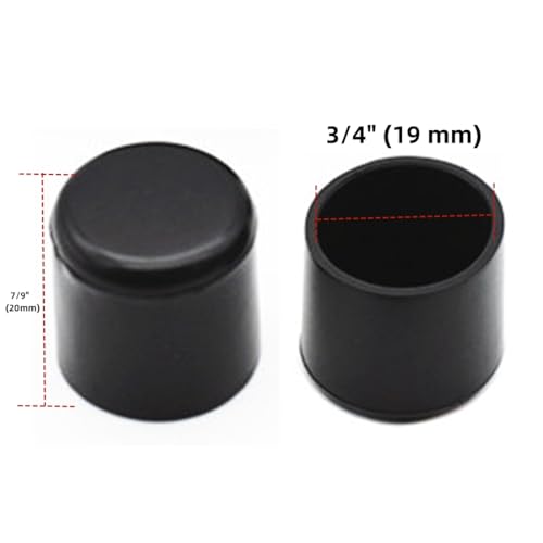Image of Round Rubber Hole Plugs 3 /4 inch (19 mm), Vinyl End Cap, Black Rubber Caps for Metal Tubing, Fences, Glide Protection 10Pcs
