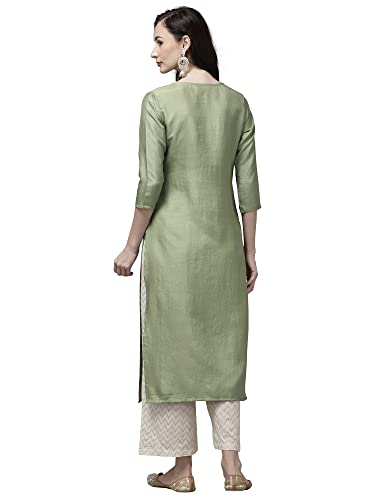 Image of INDO ERA Women's Yoke Design Polyester Calf Length Straight Kurta(KT9BE2758)