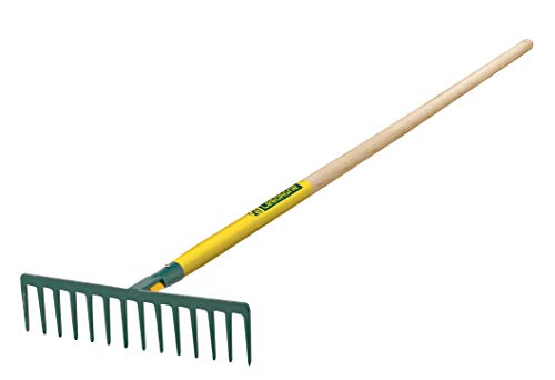 Leborgne, Râteau Forgé 14 Dents Droites, Manche Bois Certifié PEFC 100%, Acier Forgé et Trempé, Idéal pour Ramasser Débris et Cailloux, Manche Extra Long de 150 cm, Outil de Jardinage Efficace