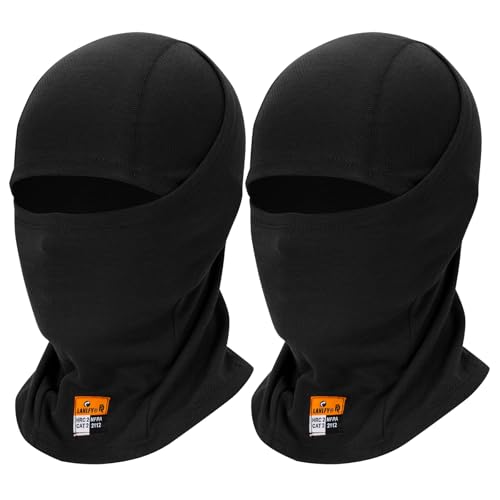 LANLFY 2PCS Cooling Motorcycle Balaclava Fire Resistant Full Face Mask Covering Mesh Helmet Liner Cycling, Running, Skiing - Black