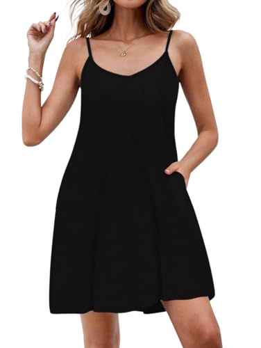 Sweet Hearts Spaghetti Strap Dresses for Women - Casual Sundress Beach Cover Up Tank Dress with Pockets Made in USA2