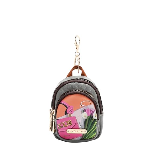Nicole Lee Mini Backpack Coin Purse Keychain, Vegan Leather (VIOLET BLOSSOM)