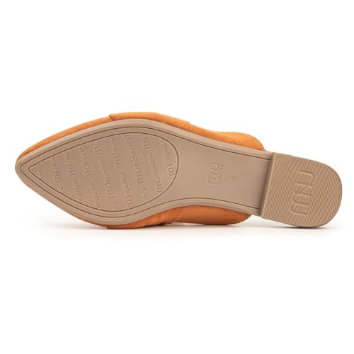 Image of MUSSHOE Mules for Women with Bow Knot: Pointed Toe Flats - Cloud-Cushion Suede Backless Loafers for Office & Casual Wear - Wide-Fit Friendly Slip On Slides with Memory Foam