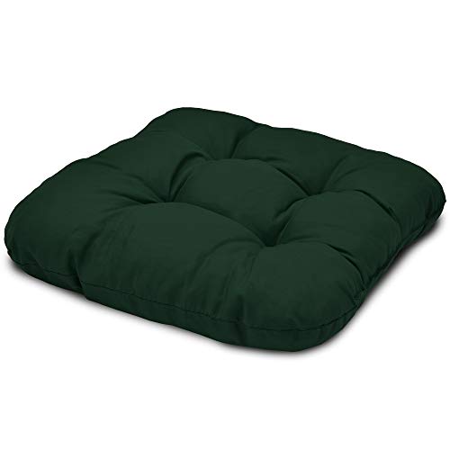 Beautissu 40x40 cm Dining Chair Cushions Set of 4 – Soft Indoor & Outdoor Pads Seat Cushions for Dining Chairs Kitchen 8 cm Foam Filling Durable Seat Pads Made in EU – Dark Green – Lisa