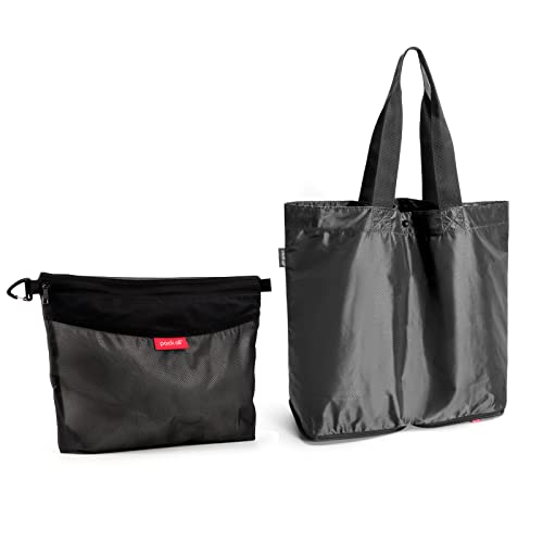pack all Travel Accessories Bundle | Zipper Pouch (L) & 16L Foldable Tote Bag (Black)