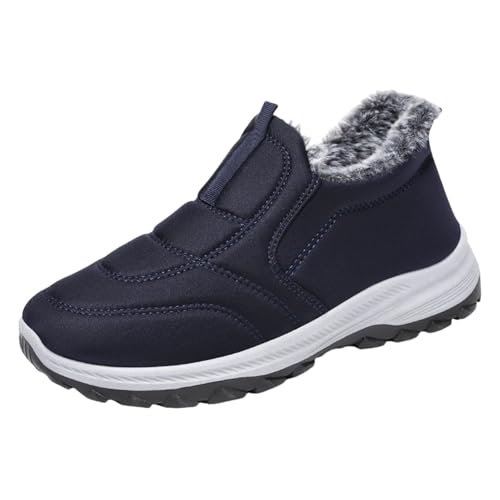 Generisch Botas de nieve para mujer, forradas cálidas, cómodas, antideslizantes, estilo clásico, de piel, suaves, cómodas, elegantes, al aire libre, para nieve, azul, 39 EU