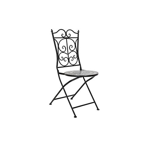 DKD Home Decor Silla de Jardín Negro Cerámica Multicolor Forja (39 x 50 x 93 cm) - Marca EAN: 8424001876419