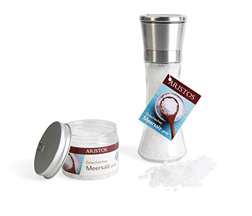ARISTOS | Hervulbare zoutmolen met grof zeezout keramisch maalwerk 200 g (zeezout natuur). - Afbeelding 6