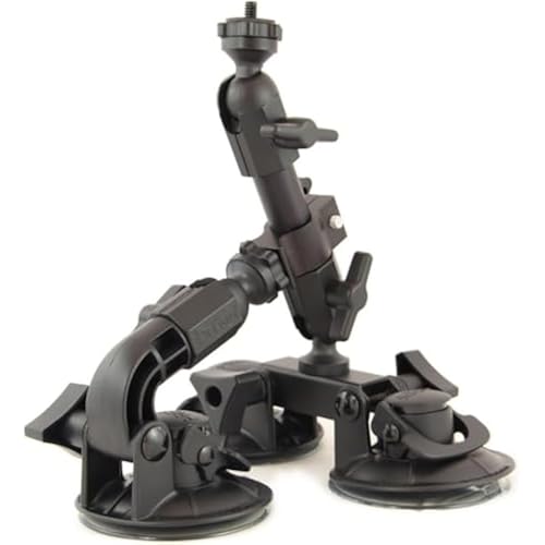 Delkin Devices Fat Gecko Triple Suction Camera Mount - Powerful Suction Cup Camera Mount for Car, Motorcycle, Desk, Window | Secure and Adjustable Action Camera Holder for Video Recording