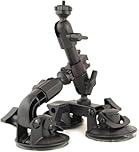 Delkin Devices Fat Gecko Triple Suction Camera Mount - Powerful Suction Cup Camera Mount for Car, Motorcycle, Desk, Window | Secure and Adjustable Action Camera Holder for Video Recording