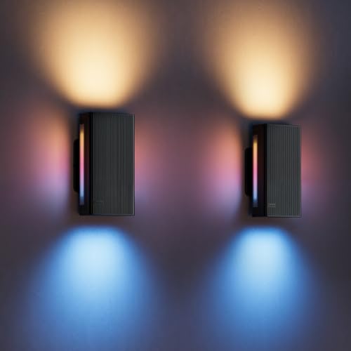 Govee Outdoor UpDown Wandleuchte RGBICWW, 1400LM pro Stück LED Wandleuchte Aussen mit 64 Szenenmodi, IP66 Wasserdicht Wandlampe, Funktioniert mit Matter, Alexa und Google Assistant, 2er-Pack