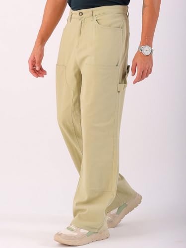 Image of The Indian Garage Co Men Relaxed Fit Solid Mid-Rise Stretchable Cargos
