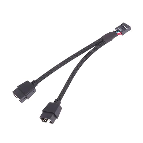 GELRHONR 2 splitter di intestazione USB 2,0 9 pin, cavo di prolunga 9 pin femmina a doppio maschio, scheda madre 9 pin USB 2,0 header 1 to 2 splitter nylon intrecciato per computer interno scheda