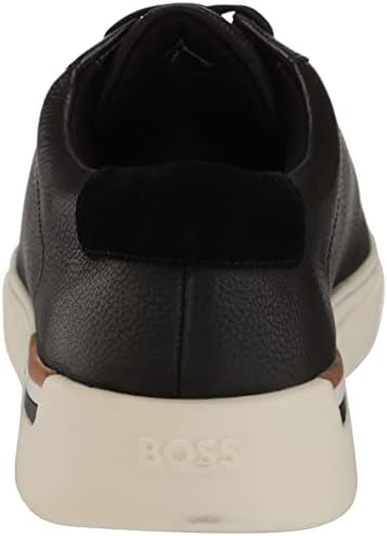 BOSS Men's Low Profile Leather Lace Up Sneaker, Black Coal, 13 | Image 2