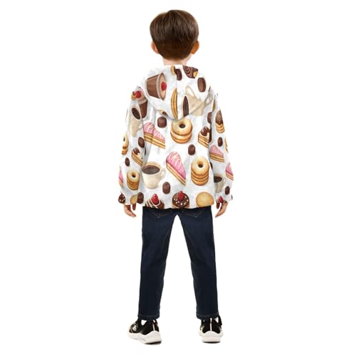 Sweet Desserts and Drinks Toddler Fleece Jacket Girl Boys Hooded Fleece Jacket Coat Warm Outwear Zip-up 3-10T4