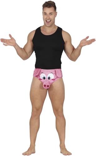 FIESTAS GUIRCA | Slip Cerdito - Calzoncillo Divertido para Despedida de Soltero y Fiestas de Disfraces - Ideal para Celebraciones y Eventos - Hombre Adulto - Rosa