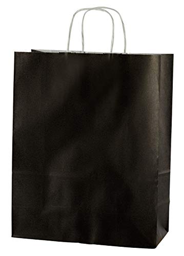 Thepaperbagstore 30 Sacs Cabas en Papier De Qualité Supérieure À Poignées Torsadées - Noir - Moyenne 250x110x310mm