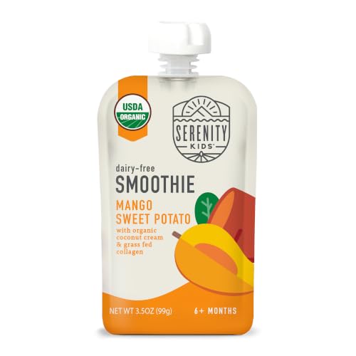 Image of Serenity Kids Baby Food Pouches, Toddler Snacks, Smoothie, 3.5 Oz, 12 Pack | 5g Protein, Organic Dairy Free Baby Puree, Baby Snacks, Toddler Food, Gluten Free Snacks, Smoothie Pouch