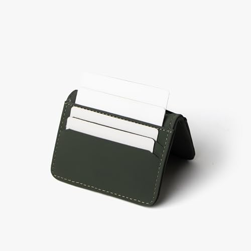 Image of Bellblock Minimal Card Holder for Men /Women | Slim Handcrafted Mens Card Wallet | Upto 7 Cards & Folded Cash | Vegan Leather | Dark Green (Pack of 1)