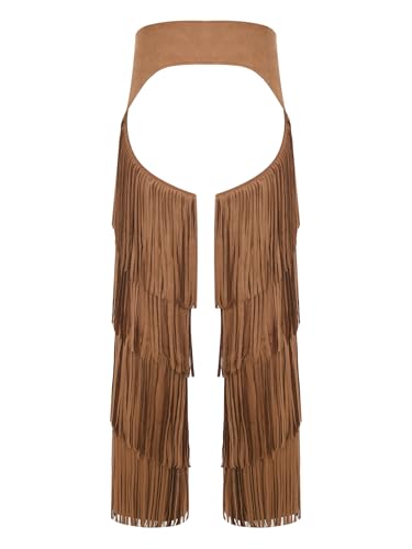 Mens Layered Fringe Motorcycle Chaps Adjustable Cowboy Wester Riding Biker Vintage Chap Pants2