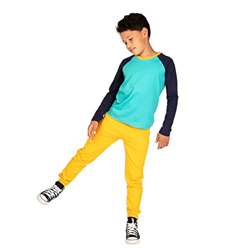 Image of Mightly Boys and Girls' Long Sleeve Raglan Shirt | Organic Cotton, Colorful Casual Stylish Clothes, Soft&Fresh Crew Neck Tee
