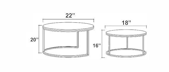 Image of Elegance Iron & Wooden Round Retro Golden Side Tables - Night Stand, Bedside, Sofa Side, Coffee, Centre, Nesting and Bar Table Set of 2 (Golden & Black)