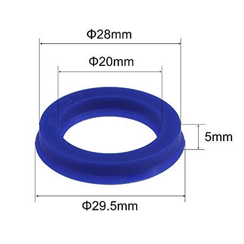 Uxcell Uhs Radial Shaft Seal 20Mm Id X 28Mm Od X 5Mm Width Pu Oil Seal, Blue Pack Of 2 #TOP1