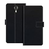 ESACMOT Leder-Wallet-Hülle Kompatibel mit Wileyfox Swift Klapphülle mit Kartenfach & Ständer, Magnetverschluss, Stoßfeste Folio-Hülle im bunten Stil (Schwarz)