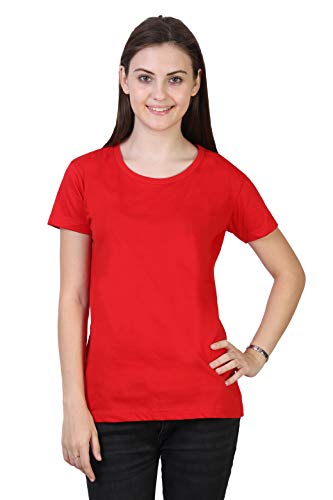 Image of FLEXIMAA Women's Cotton Plain Round Neck Half Sleeve T-Shirt