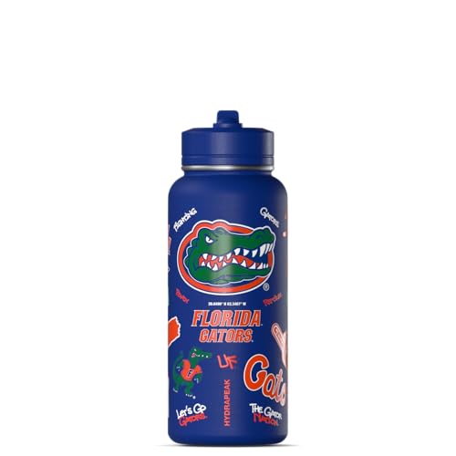 Hydrapeak Officially Licensed Florida Gators 32oz Water Bottle with Flip-Up Handle & Straw Lid Insulated Stainless Steel Sports Bottle Travel Friendly Keeps Drinks Cold For Hours (Blue)