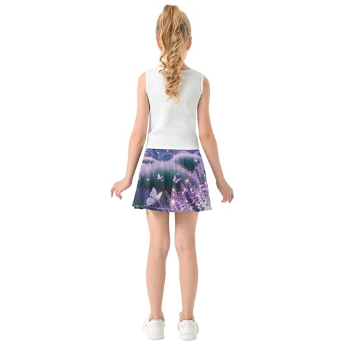 Athletic Shorts for Girls Skorts Tennis Skirts Kids Neon Flowy Skirt Diamond Butterfly Purple Lavender 3t4