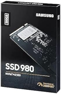 Samsung 980 250 GB PCIe 3.0 (up to 2,900 MB/s) NVMe M.2 Internal Solid State Drive (SSD) (MZ-V8V250BW)