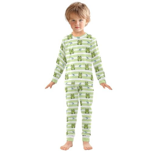 Pajama Sets Long Sleeve Frog Dragonfly Pattern Soft Comfy Sleepwear 2 Piece PJS 3-8T2