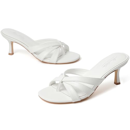 Image of Mostrin Kitten Heels for Women Pointed Toe Vintage Mules Heels Sexy Slip on Stiletto Backless Sandals for Party Wedding Daily
