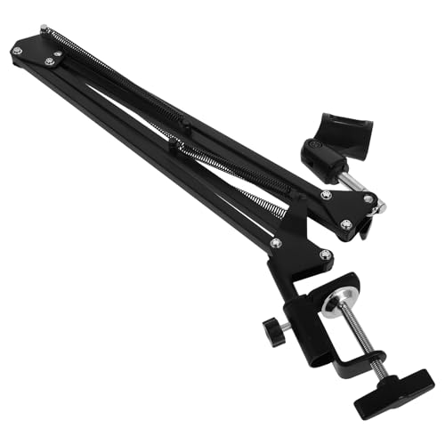 SECFOU 折りたたみ式デスク用マイクブームアーム 転可能 調整自在な属製マイクスタンド ポッドキャスト録音やライブ配信に 持ち運び便利