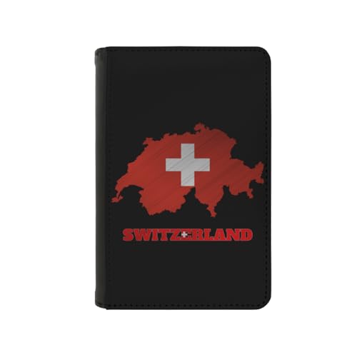 Passport Holder Cover Switzerland Swiss Switzer Flag Map PU Leather Case Wallet Passport Book Protector for Women Men Flying Travel Fashion Gift